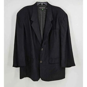 Maxwear Mens Black Silk Jacket 2 Button Front Padded Shoulders Sz XL